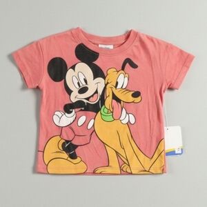 Disney Pink Mickey Mouse & Pluto Short Sleeve Tee